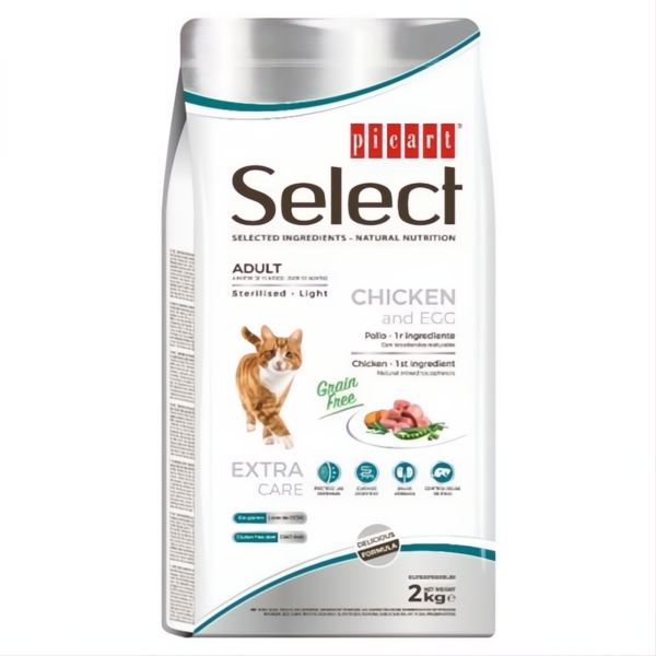 SELECT CAT ADULT GRAIN FREE - STERILISED·LIGHT 2KG.