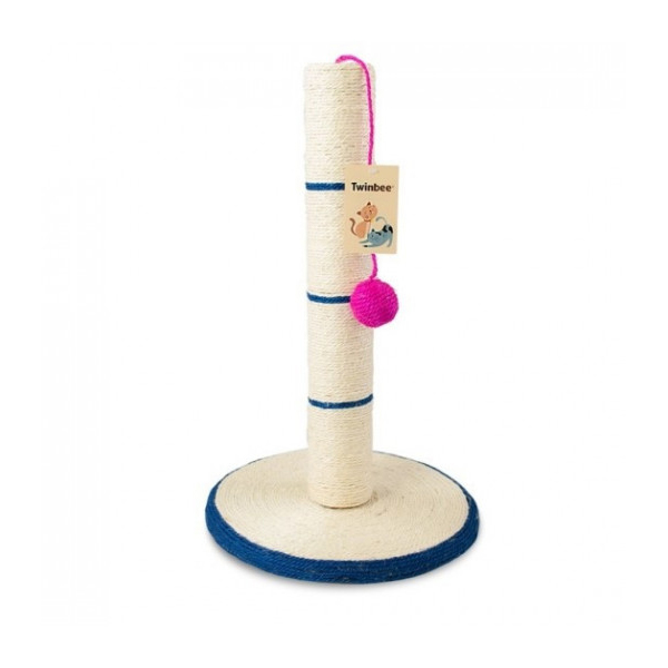 Rascador base redonda blanco azul bola rosa 30x46 Twinbee WTM-819